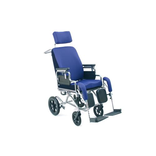 BASCULA B903 ET (SEDUTA 40 CM) Carrozzina per trasferimento con seduta basculante (0/-40°) e schienale reclinabile (-10/-40°) - Ruote anteriori piroettanti ø cm 20 - Ruote posteriori ø cm 30 con freni - Poggiatesta, fiancate, braccioli e pedane regolabili